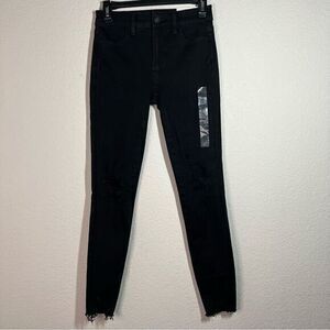 American Eagle Black Fringe Hi-Rise Dream Skinny Jegging‎ Jeans Women's Size 0